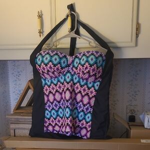 Colorful Patterned Women's Swim Top